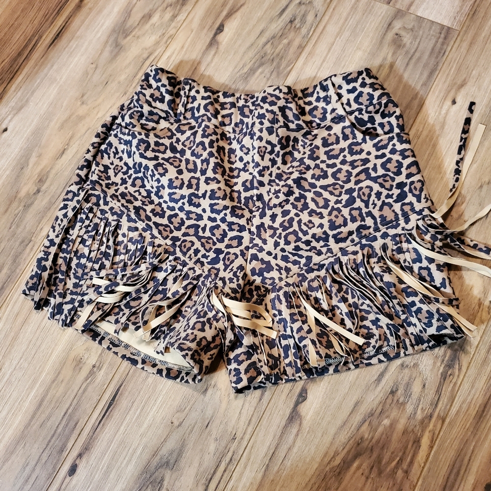Crazy Train Cheetah Fringe Shorts
